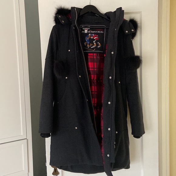 Special Edition Plaid Moose Knuckles Down Coat. - Picture 1 of 12